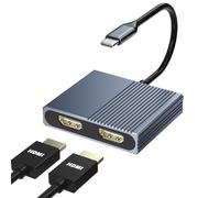 Station d'accueil double moniteur, station d'accueil USB C, répartiteur HDMI étendu, adaptateur double HDMI 4K pour 2 moniteurs, adaptateur double moniteur, hub USB Type-C pour ordinateurs portables