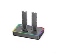 Station d'accueil Duplicateur SSD Dual Bay M 2 efficace pour des transferts rapides de 20 Gbit/s, peut accueillir jusqu'à 8 To de données (lumières colorées RVB)