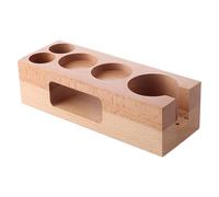 Station d'accueil en bois naturel, base de tamper professionnelle, support de 22,9 x 17,8 cm avec pieds en silicone, bloc de fente multifonctionnel, station avec style, grille de brassage