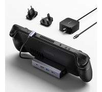Station d'accueil et chargeur 45 W compatible avec Steam Deck, station d'accueil 5 en 1 avec HDMI 2.0 4K @ 60 Hz, Ethernet 100 Mbps, double USB-A 2.0 et port USB-C de charge 100 W pour Steam