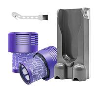 Station d'accueil et lot de 2 filtres compatibles avec aspirateur sans fil Dyson V10, support mural d'accessoires et 2 filtres de rechange pour Dyson V10