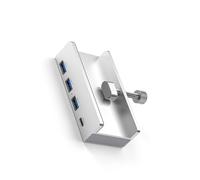Station d'accueil externe en aluminium à 4 ports USB 3.0 de type C avec fente pour carte d'alimentation et transmission de données 5 Gbit/s