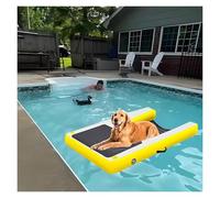 Station d'accueil gonflable pliable pour animaux de compagnie avec maille lestée et marches 3D, rampe portable pour piscines hors sol
