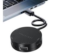 Station d'accueil - Hub d'ordinateur Rond Portable 4 en 1, multiadaptateur USB 2.0 Polyvalent avec débit de données de 480 Mbps et écran LED | Accessoires fiables pour la Configuration d'un Bure