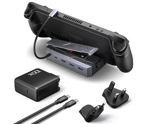 Station d'accueil JSAUX M.2 6-en-1 Compatible avec Steam Deck avec Ensemble Chargeur Adaptateur Secteur PD 65W, HDMI 2.0 4K@60Hz, Ethernet, Ports USB-A 3.2 Double et USB-C - HB0604 (SSD Non Inclus)