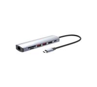 Station d'accueil Manhattan 153966 USB-C 3.2 Gen 2, 2x USB-A 3.2 Gen 2, HDMI 2.0 4K 60Hz, Ethernet Gigabit, Lecteur Cartes SD/MicroSD, PD 100W, Argent