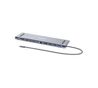Station d'accueil Manhattan 190305 USB-C 3.2 Gen 1 Argent: 2x USB-A, 2x USB-C, 2x HDMI 2.0, DisplayPort 1.4, Ethernet Gigabit, Lecteur Cartes SD/MicroSD, Power Delivery 100W