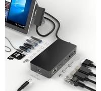 Station d'Accueil Microsoft Surface 13 en 1 Améliorée - Hub Adaptateur Triple Écran pour Surface Pro 9/8/X/7/6/5/4/3, Book 3/2/1, Laptop Go/4/3/2/1
