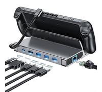 Station d'accueil multifonctionnelle, station d'accueil multifonction 6 en 1 pour pont vapeur pour convertisseur vidéo commutateur, alimentation efficace