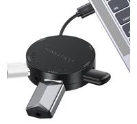 Station d'accueil multiport USB C - Hub rond 4 en 1 pour ordinateur portable avec USB 2.0 et 480 Mbit/s | Adaptateur multiport USB C portable avec voyant lumineux, accessoire pour la maison, le bureau
