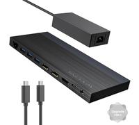 Station d'accueil pour Ordinateur Portable, 3 moniteurs avec 2 Ports DP + HDMI, Chargeur PD 130 W, 2 Ports USB-C 10 GB, 4 Ports USB-A 5 GB, Audio, Gigabit Ethernet, TF/SD pour Lenovo HP, Windows