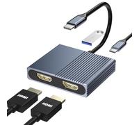 Station d'accueil pour ordinateur portable double moniteur, station d'accueil USB C pour Dell/HP/Lenovo/Mac, double adaptateur HDMI pour 2 moniteurs, hub USB Type-C avec USB 3.0/PD, adaptateur USB C