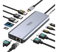 Station d'accueil pour Ordinateur Portable Double Moniteur USB C avec 2 HDMI, DP, USB A/C 10 Gbit/s, PD 100 W, Ethernet, Audio, Triple Affichage USB C Dock 2 HDMI pour Dell, HP, MacBook