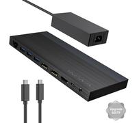 Station d'accueil pour ordinateur portable, station d'accueil 3 moniteurs avec 2 DP+HDMI, 130 W PD, 4 USB 3.0, audio, Gigabit Ethernet, TF/SD pour Lenovo HP Dell Ordinateur avec système Windows