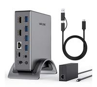 Station d'accueil pour ordinateur portable, station d'accueil universelle USB 3.0 pour Windows/Mac vers double moniteur avec PD 130 W, double HDMI, audio et Etherne, 4 ports USB 3.0, 1 USB C 3.0