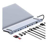 Station d'accueil pour ordinateur portable - SUTEO - 12-en-1 - Double DisplayPort & HDMI - 4K - PD 87W - USB-C