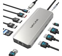 WAVLINK Station d'accueil pour Ordinateur Portable, Station d'accueil Displayport avec Double DP, HDMI, 100W PD in, 10Gbps USB A/C, 2.5G Ethernet Port pour Dell/HP/Lenovo etc