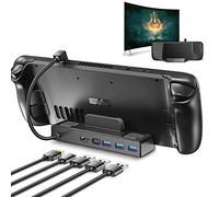 Station d'accueil pour Steam Deck, 5 en 1 Steam Deck Dock avec HDMI 2.0 4K TV 3 USB A et Chargement à Pleine Vitesse, Station d'accueil pour Console de Jeu 100 W avec Lumières RVB