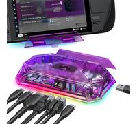 Station D'Accueil Rgb Pour Steam Deck(Oled)/Rog Ally/Legion Go,Station D'Accueil Steam Deck 8-En-1 Avec Hdmi 4K@60Hz,Gigabit Ethernet,Usb-C 3.0,Double Usb-A 3.0,Chargeur Usb-C 100W-Amethys