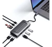 Satechi Hub USB‑C 9‑en‑1 MX – Double HDMI 4K, PD100W, 1GbE, USB‑A 3.0, microSD, Audio – Gris