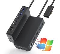 Station d'accueil Surface Pro 11/10/9 avec HDMI 4K, USB-C Thunderbolt 4 (affichage+données + PD 100 W), 2 USB 3.0, lecteur de carte SD TF, port audio 3,5 mm, accessoires pour Surface Pro 11/Pro 10/Pro