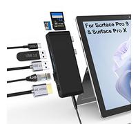 Station d'accueil Surface Pro 9, Adaptateur hub Surface Pro 9 avec LAN 100 Mbps, 4K HDMI, 100W USB-C, 2 USB 3.0, Audio 3.5mm, Lecteur de Cartes SD/TF pour Microsoft Surface Pro 11/10/9/X