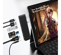 Station D'Accueil Surface Pro 9 Avec Hdmi 4K,Usb C Thunderbolt 4 (8K Video+40G Data+100W Pd),2 Usb 3.0,Lecteur De Cartes Sd/Tf,Audio 3.5Mm,Triple Hub D'Affichage Pour Microsoft Surface Pro 9