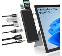 Station d'accueil Surface Pro 9 avec HDMI 4K,USB-C Thunderbolt 4 (vidéo 8K@30Hz+40G Data+100W PD),RJ45 100M,2 USB 3.0,fente pour carte SD/TF,audio 3.5mm,triple affichage pour Surface Pro 9/Pro.[M401]