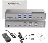 Smartlinx Station d'accueil Thunderbolt 4 avec DisplayLink - MacBook, Chrome, compatible Windows 10/11 - 21 ports, support double/triple/quad/5 écrans - Station d'accueil USB-C/A - 40 Gbit/s, charge