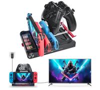 Station d'accueil TV compatible avec interrupteur/commutateur OLED, avec chargeur de contrôleur Joy-Con, lumière RVB et 3 ports USB, prise en charge HDMI 4K/1080P, 8 emplacements pour cartes