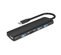 Station d'accueil ultra-rapide 6 en 1 type C vers 4K 30 Hz compatible HDMI + carte USB 3.0 5 Gbit/s Hub de transfert de données multiple 6 en 1 Hub de type C pour ordinateur portable