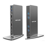 Station d'accueil Universelle Wavlink pour Ordinateur Portable avec vidéo 5K ou Double 4K, 2 HDMI, 2 DisplayPort, Gigabit Ethernet, 2 Type C, 4 USB 3.0, Audio, Micro, pour MacBook Neo/Windows/Mac