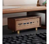 Station d'accueil USB 12 en 1, Commutateur USB, avec Deux Lecteurs De Cartes SD/TF Et Prise Audio 3,5 Mm, USB 3.0 en Bois Massif, pour Téléphones, Tablettes Et Gadgets