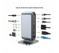 Station d'accueil USB 12 ports Hub, support 4K HDMI, compatible Mac, expansion verticale, multi-ports