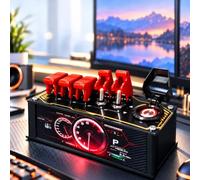 Station Daccueil USB 6 Ports avec Éclairage RGB Ambiant, Interrupteur Indépendant avec 5 Boutons Et Style Rétro, pour Téléphones, Tablettes Et Autres Appareils. Red