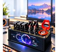 Station Daccueil USB 6 Ports avec Éclairage RGB Ambiant, Interrupteur Indépendant avec 5 Boutons Et Style Rétro, pour Téléphones, Tablettes Et Autres Appareils. Black