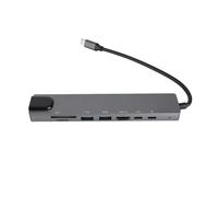 Station d'accueil USB 8 en 1 Hub Type-C vers HDMI RJ45 PD, Adaptateur de convertisseur de répartiteur de hub Type-C avec HDMI 4K, Charge Rapide 87 W, Corps en Alliage d'aluminium