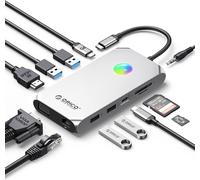 Station D'Accueil Usb C, 12 En 1 Hub Usb C Rvb, Adaptateur Usb C Avec Hdmi 4K, 100W Pd, Rj45, 4 Ports Usb 3.0, Lecteur De Carte Sd Et Microsd, 1080P Vga (Argent, Avec Rvb)[Z801]