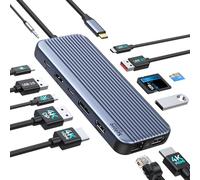 Station d'Accueil USB C 13 en 1 Pour Ordinateur Portable - Triple Écran Avec 2 HDMI 4K, DP/Type-C, 10G USB A/C 3.1, 100W PD, RJ45, SD/TF, Audio/Micro 3,5 mm - Pour HP Dell