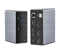 Station d'accueil USB C 19 en 1, Dock USB C Double Hôte avec 4 Écrans, Triple HDMI + DP, 8K@30Hz & Double 4K@60Hz, Hub USB Multiports avec PD 100W, RJ45 Gigabit, SD/TF, Audio pour Windows MacBook