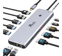 Station d'accueil USB C 2 HDMI DP Display Port Docking Station Triple écran, Hub USB C Double Moniteur 10Gbps USB 3.1 Adaptateur