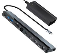 Station D'Accueil Usb C 2 Moniteurs Avec Bloc D'Alimentation 96 W,Hub Usb C 12 En 1 2 Hdmi 4K @ 30Hz,4 Usb,Audio,Ethernet,Sd/Tf,Pd 96 W,Compatible Avec Macbook Pro/Air,,Dell,Lenovo,Acer