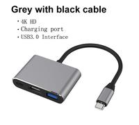 Station d'accueil USB-C 3-en-1 - PD charge, HDMI 4K, USB 3.0 pour MacBook iPad Huawei Samsung - Noir gris