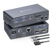 Station d'accueil USB C 4K @ 120 Hz double moniteur pour 2 ordinateurs portables ou Macbooks Switch (12 en 1) Station d'accueil de type C avec 2 ports d'affichage, Ethernet 1G, USB C 10 Gbit/s + USBA