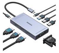 Station d'accueil USB C 9-en-1: 8K/4K HDMI DisplayPort, VGA, PD 100W, USB 3.0, USB 2.0 pour MacBook Dell HP