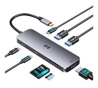 Station d'accueil USB C à 2 moniteurs, station d'accueil 8 en 1 pour ordinateur portable HDMI 4K, charge PD 100 W, vidéo USB-C 3 USBC/A 3.0, lecteur de carte, adaptateur multiport Hdmi Hub pour HP