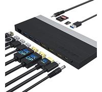 Station d'accueil USB-C à Triple Affichage WAVLINK avec Charge de 65 W pour Ordinateur Portable prenant en Charge MacOS et Windows (2 DP, 1 HDMI, 4 Ports USB, Lecteur de Carte SD/TF,Gigabit Ethernet)