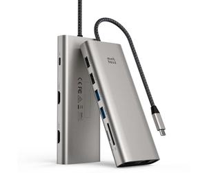Station d'accueil USB C à Triple écran pour HP, Lenovo et Dell, Station d'accueil Minthouz 12 en 1 avec Double HDMI+DP 4K, PD 100 W, Adaptateur multiport 4*USB Ethernet/SD/TF/3,5 mm