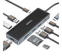 Station d'accueil USB C Adaptateur Multiport, iDsonix 9 en 1 USB Hub 3.0 avec HDMI 4K, PD 100W, USB-C et 3 USB-A 3.0 5 Gbps, TF/SD, Docking Station pour MacBook Pro/Air Dell HP Tablette Type C
