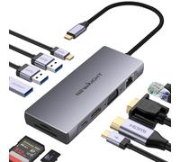 Station d'accueil USB C, Adaptateur multiport Newmight 10 en 1 avec 4K @ 30 Hz, Ethernet 1 Gbit/s, VGA, SD/TF pour Dell, HP, MacBook Pro Air, iPhone